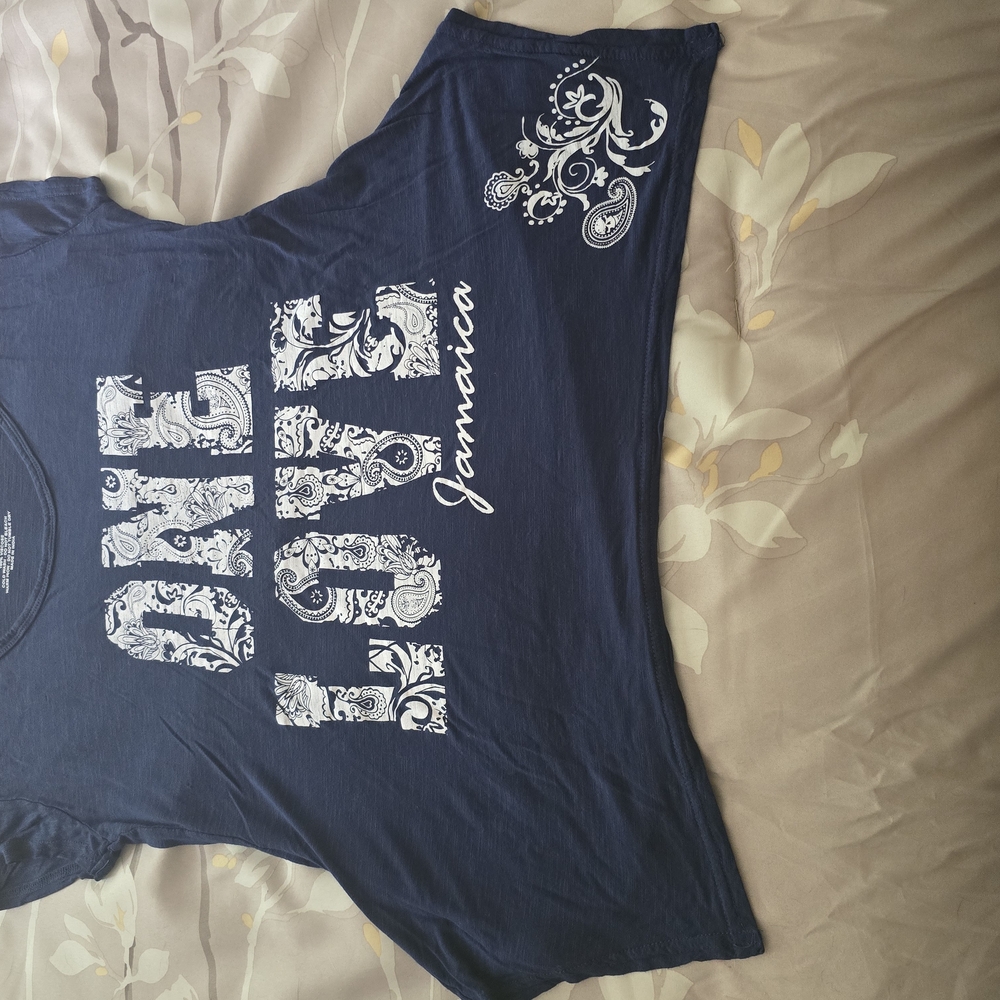 Blue Graphic Crop Sleeveless Tee